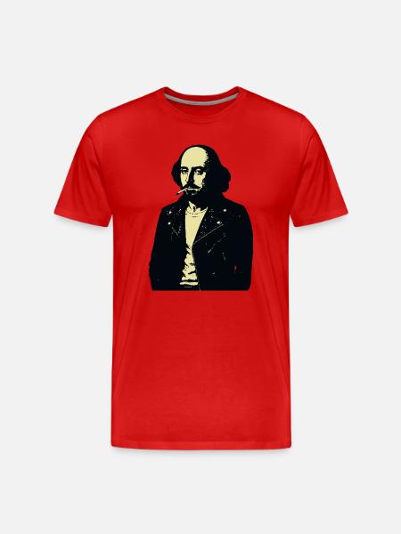 William Shakespeare Mitternachtsrebellenporträt - Männer Premium Bio T-Shirt - Rot