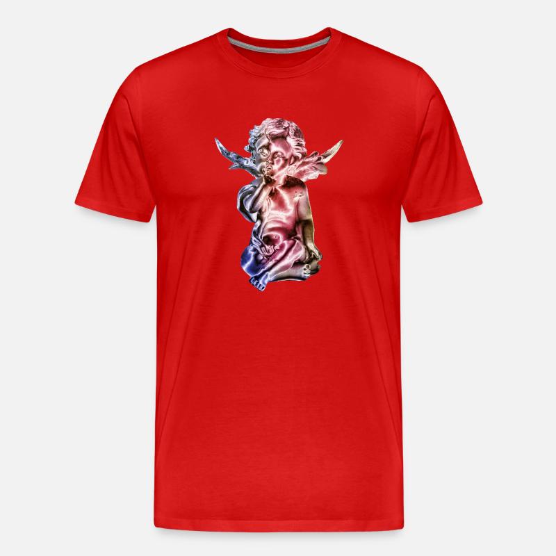 Engelskulptur Farbverlauf - Männer Premium Bio T-Shirt - Rot