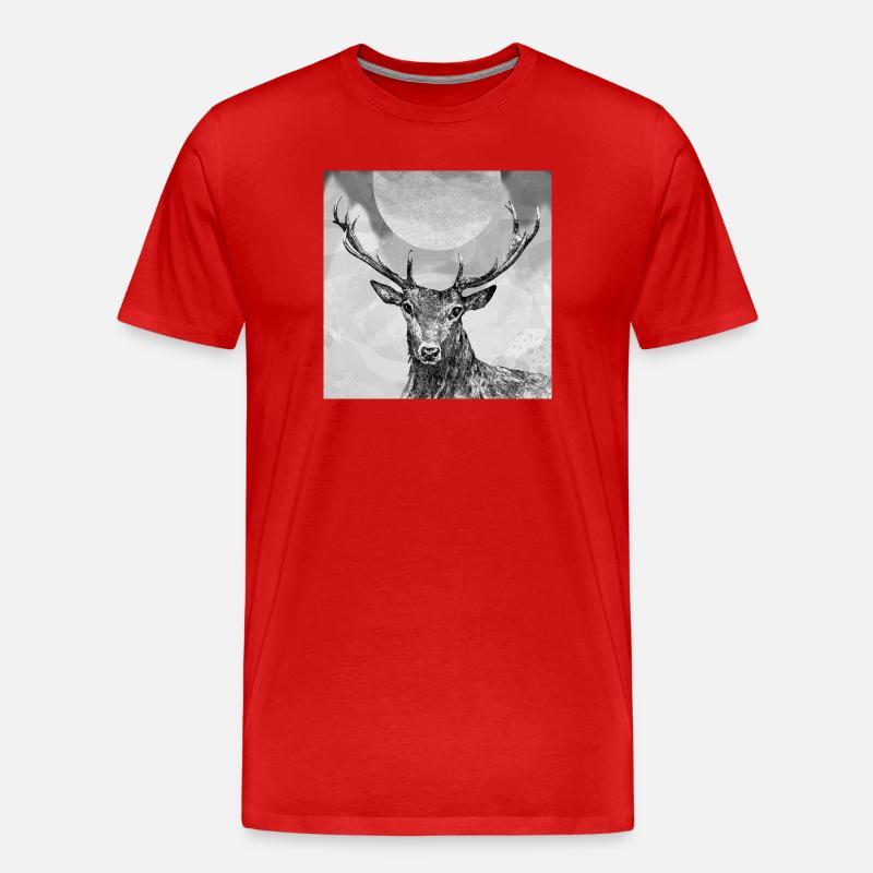 Hirsch - Männer Premium Bio T-Shirt - Rot