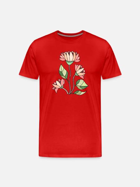 Blumen - Männer Premium Bio T-Shirt - Rot