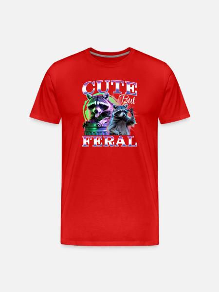 Funny Raccoon - Men's Premium Organic T-Shirt - red