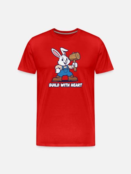 Rabbit with Hammer – Heart Building Motif - Men's Premium Organic T-Shirt - red