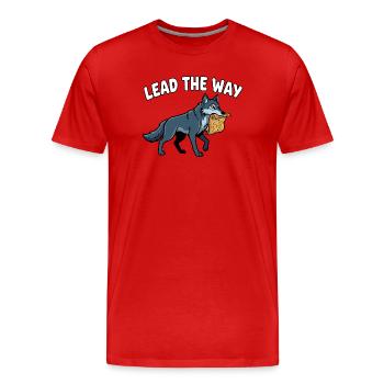Lead the Way Wolf mit Pergament - Männer Premium Bio T-Shirt - Rot - Vorne - Damien (186cm)