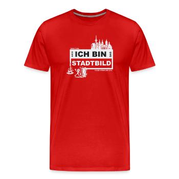 Paysage urbain - Allemand - prêt quand vous voulez - T-shirt bio Premium Homme - rouge - Devant - Damien (186cm)
