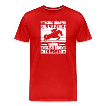 Équitation Cavalier autour du cavalier - T-shirt bio Premium Homme - rouge - Devant - Damien (186cm)