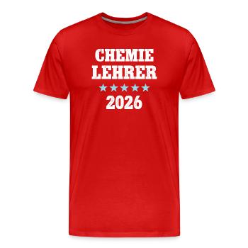 Professeur de chimie 2026 Professeur de chimie Professeur de chimie Professeur de chimie - T-shirt bio Premium Homme - rouge - Devant - Damien (186cm)