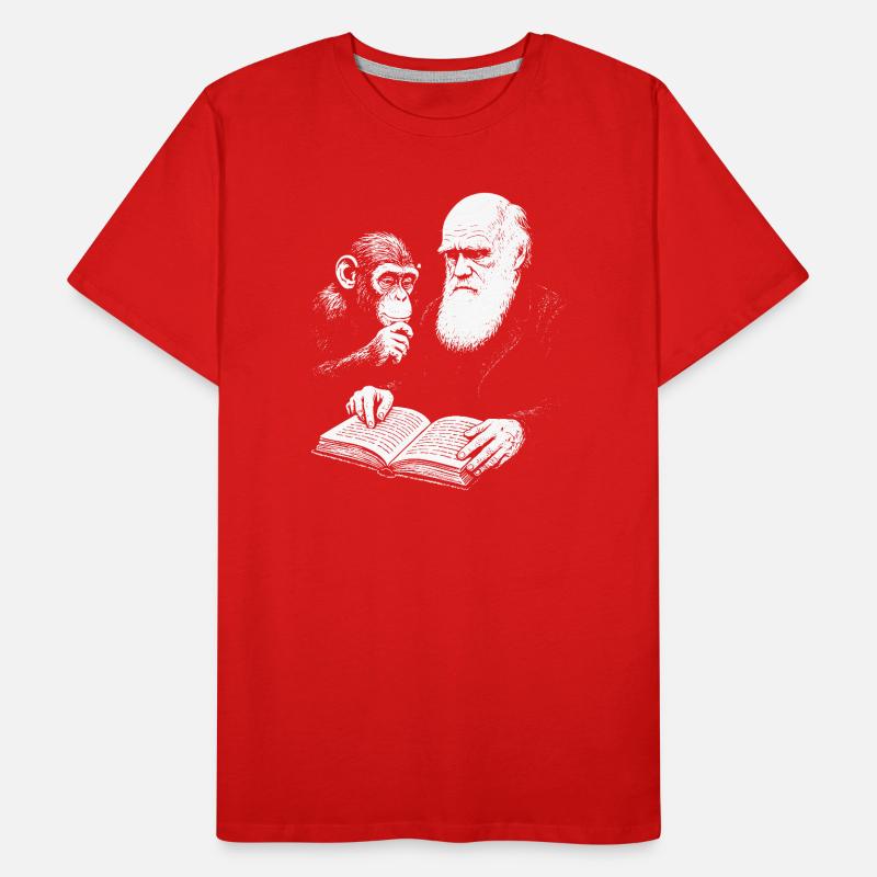 Charles Darwin lernt mit Monkey Männer Premium Bio T-Shirt