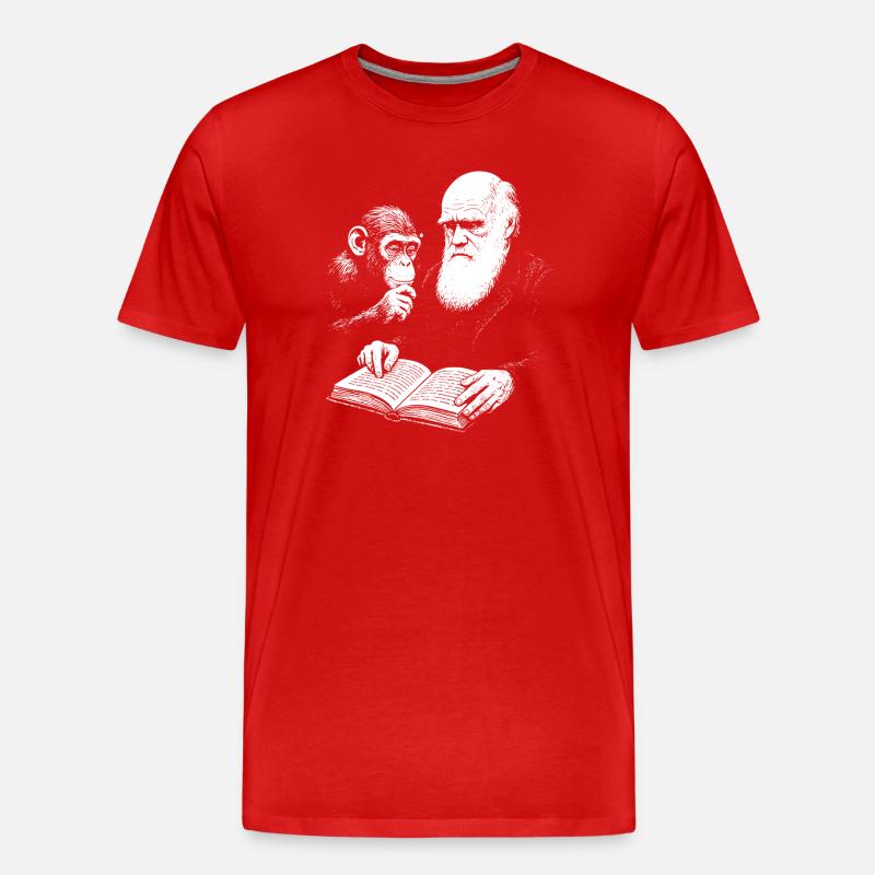 Charles Darwin lernt mit Monkey - Männer Premium Bio T-Shirt - Rot