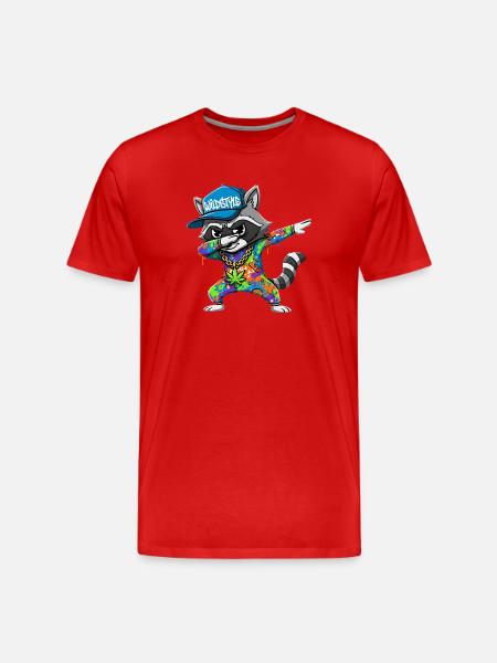 Wildstyle Dabbing Waschbär  Buntes Graffiti Design - Männer Premium Bio T-Shirt - Rot