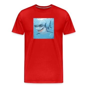 Casual Sunglasses Shark – Cool Under Water - Men's Premium Organic T-Shirt - red - Front - Damien (186cm)