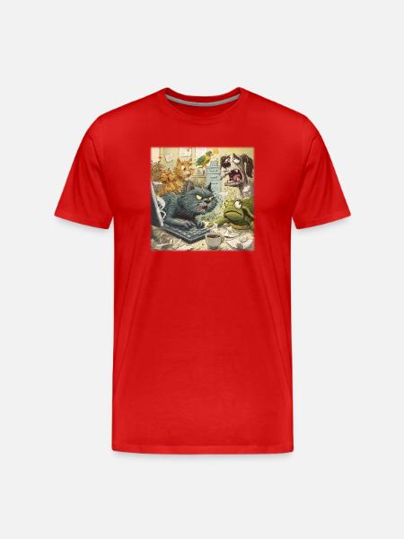 Chaos im Tierbüro - Männer Premium Bio T-Shirt - Rot
