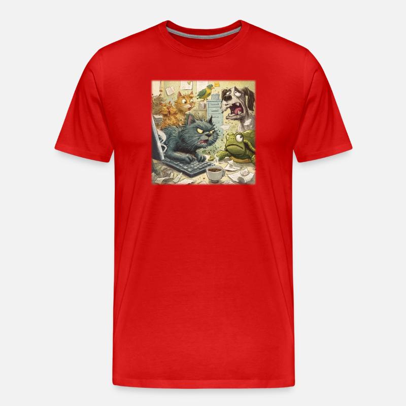 Chaos im Tierbüro - Männer Premium Bio T-Shirt - Rot