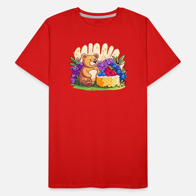 Cuddly bear on fruit cake Men's Premium Organic T-Shirt