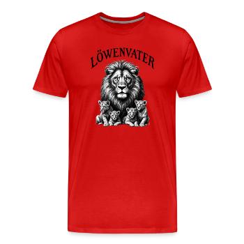 Vierfacher Papa Löwe Vater 4 Kinder Löwenvater  - Männer Premium Bio T-Shirt - Rot - Vorne - Damien (186cm)