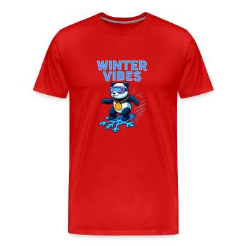 Winter Vibes Panda Neon - Männer Premium Bio T-Shirt - Rot - Vorne - Damien (186cm)