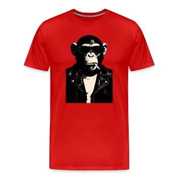 Monkey Rebel in Leather - Men's Premium Organic T-Shirt - red - Front - Damien (186cm)