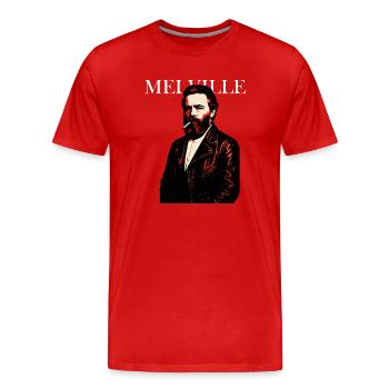 Herman Melville Noir Leather Portrait - Men's Premium Organic T-Shirt - red - Front - Damien (186cm)