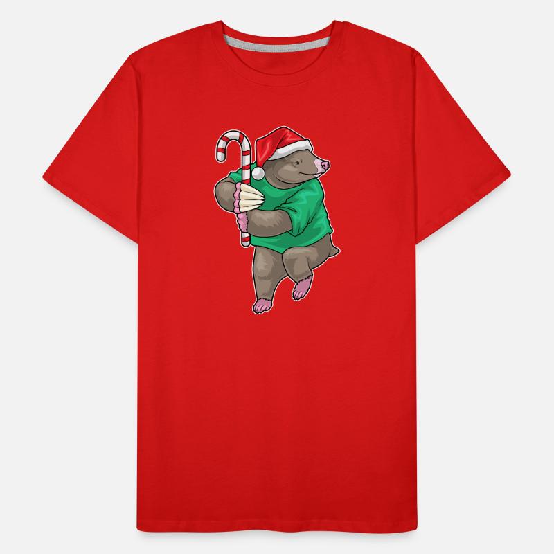 Mole Christmas candy cane Men's Premium Organic T-Shirt