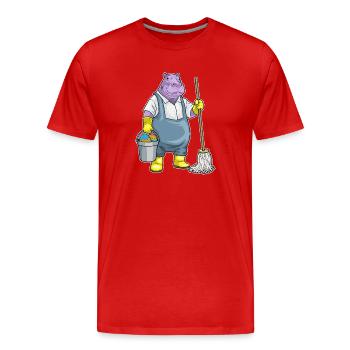 Nilpferd Ostern Reinigung - Männer Premium Bio T-Shirt - Rot - Vorne - Damien (186cm)