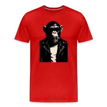 Monkey Rebel Lederjacke - Männer Premium Bio T-Shirt - Rot - Vorne - Damien (186cm)