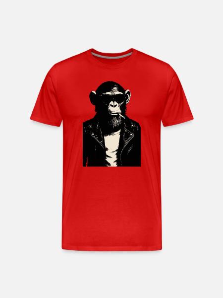 Monkey Rebel Lederjacke - Männer Premium Bio T-Shirt - Rot