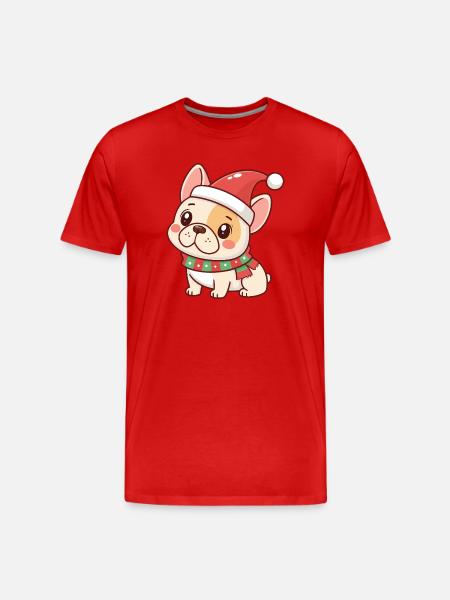 Christmas Puppy in Red Hat - Men's Premium Organic T-Shirt - red
