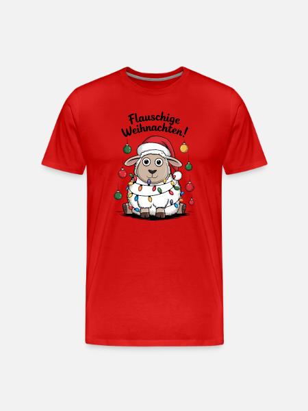 Sheep Fluffy Christmas Shepherd Funny - Men's Premium Organic T-Shirt - red