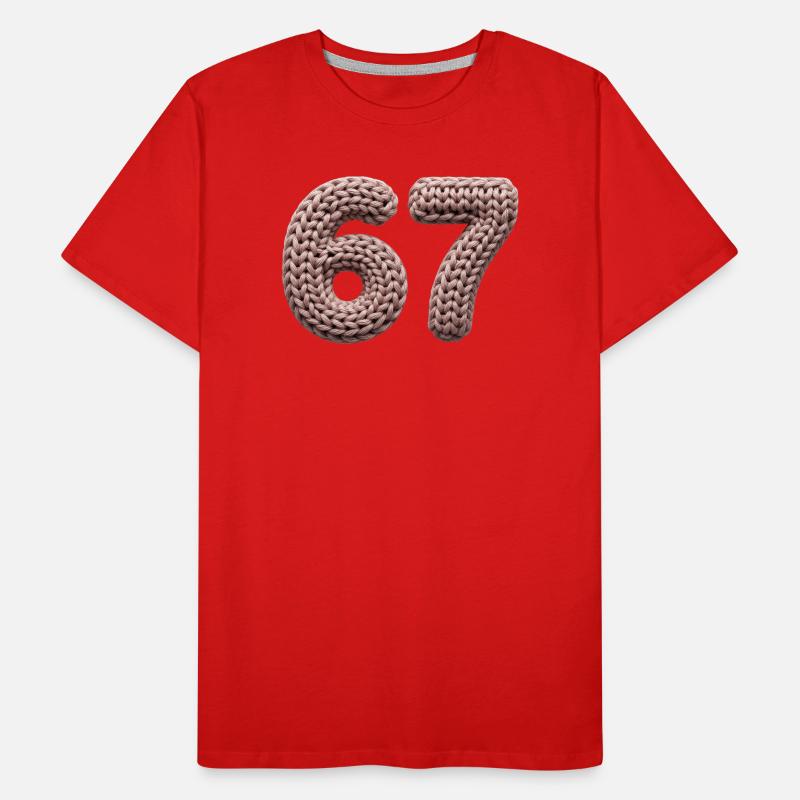 67 Memes – Pink Knitting Pattern Number Men's Premium Organic T-Shirt