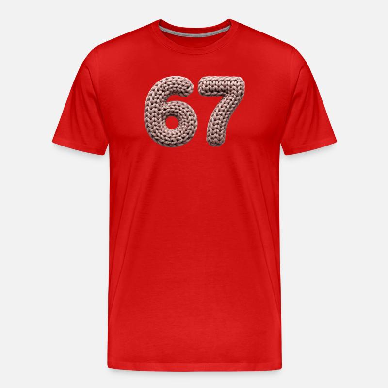 67 Memes – Pink Knitting Pattern Number - Men's Premium Organic T-Shirt - red