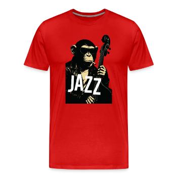Jazz Monkey Noir Tee - Männer Premium Bio T-Shirt - Rot - Vorne - Damien (186cm)