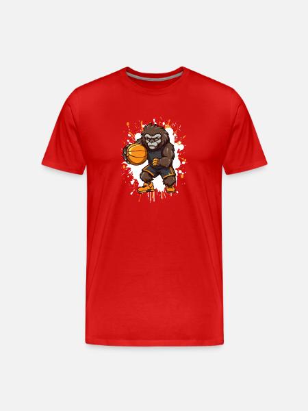 Basketball Gorilla Cartoon Mascot - Men's Premium Organic T-Shirt - red