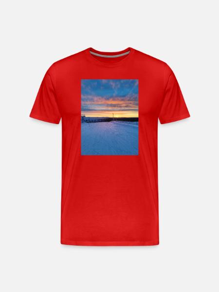 Sunset in a winter landscape - Men's Premium Organic T-Shirt - red