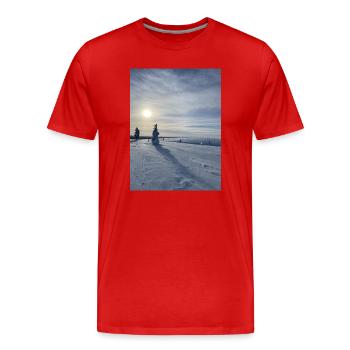 Paysage hivernal au soleil - T-shirt bio Premium Homme - rouge - Devant - Damien (186cm)
