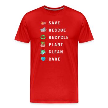 Changement climatique Environnement Protection de l’environnement - T-shirt bio Premium Homme - rouge - Devant - Damien (186cm)