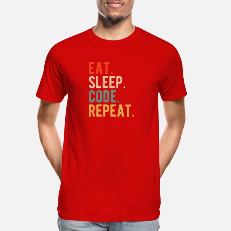 Eat Sleep Code Repeat Programmierer Nerd Retro Männer Premium Bio T-Shirt