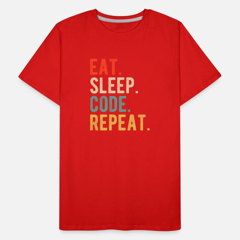 Eat Sleep Code Repeat Programmer Nerd Retro T-shirt bio Premium Homme