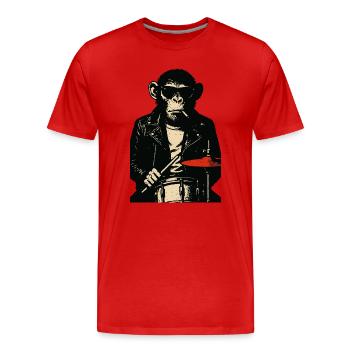 Chimp Rebel Drummer - Men's Premium Organic T-Shirt - red - Front - Damien (186cm)