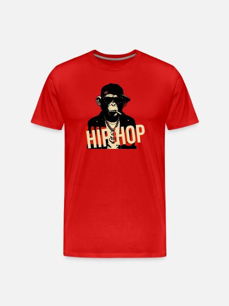 Hip Hop Chimp Bling Icon - Men's Premium Organic T-Shirt - red
