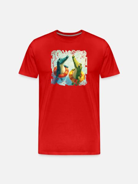 Crocodiles in water fun duo - Men's Premium Organic T-Shirt - red