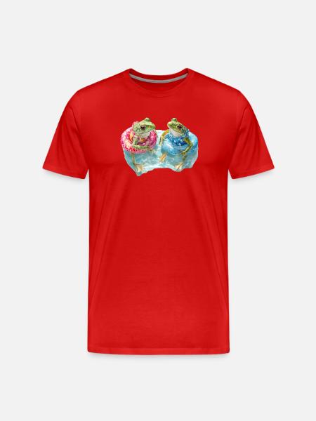 Zwei Frösche im Schwimmring - Männer Premium Bio T-Shirt - Rot