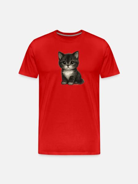 Cute kitten in cute drawing - Men's Premium Organic T-Shirt - red