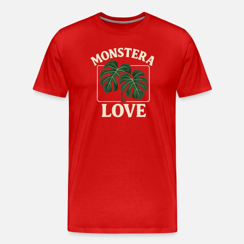 Monstera Love - Männer Premium Bio T-Shirt - Rot