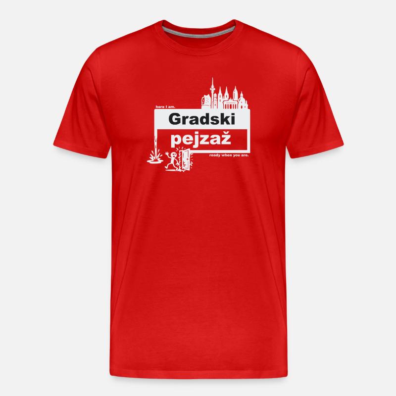 Stadtbild - kroatisch - ready when you are - Männer Premium Bio T-Shirt - Rot