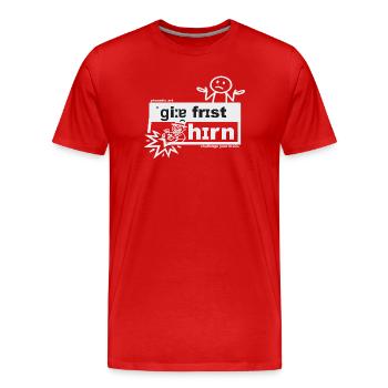 La cupidité ronge le cerveau - art phonétique - T-shirt bio Premium Homme - rouge - Devant - Damien (186cm)