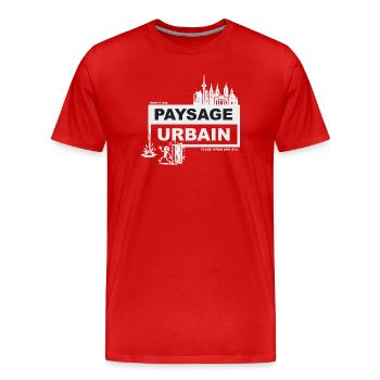 Paysage urbain - français - prêt quand vous voulez - T-shirt bio Premium Homme - rouge - Devant - Damien (186cm)
