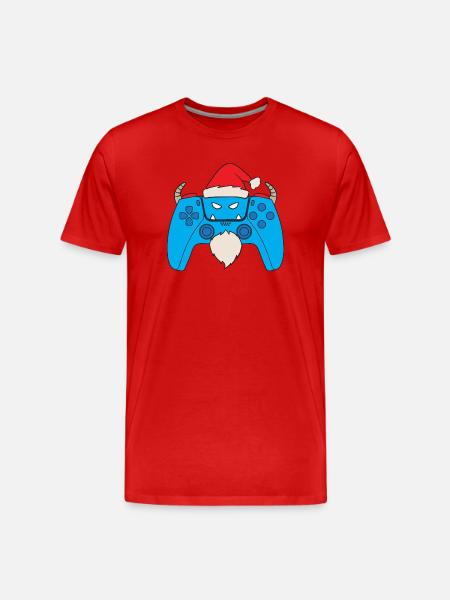 Yeti Videospiel-Controller Weihnachts-Gamer Yeti - Männer Premium Bio T-Shirt - Rot