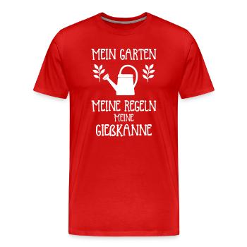 Mein  Garten. Meine Regeln. Meine Gießkanne. - Männer Premium Bio T-Shirt - Rot - Vorne - Damien (186cm)