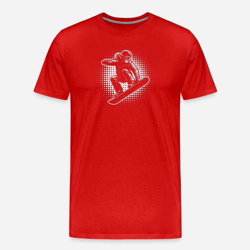 Snowboard Halftone Action - Männer Premium Bio T-Shirt - Rot
