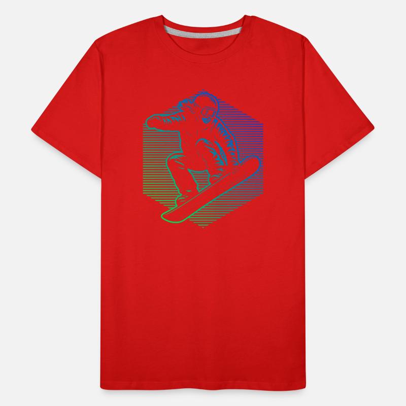 Snowboarders in neon gradient Men's Premium Organic T-Shirt