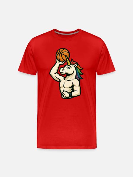 Dunking Unicorn Hoops - Men's Premium Organic T-Shirt - red